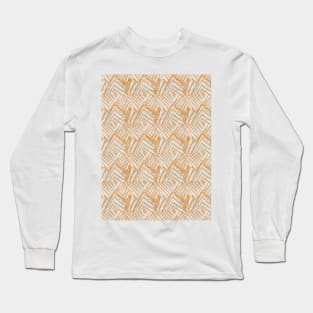 Woodblock geometric print brown Long Sleeve T-Shirt